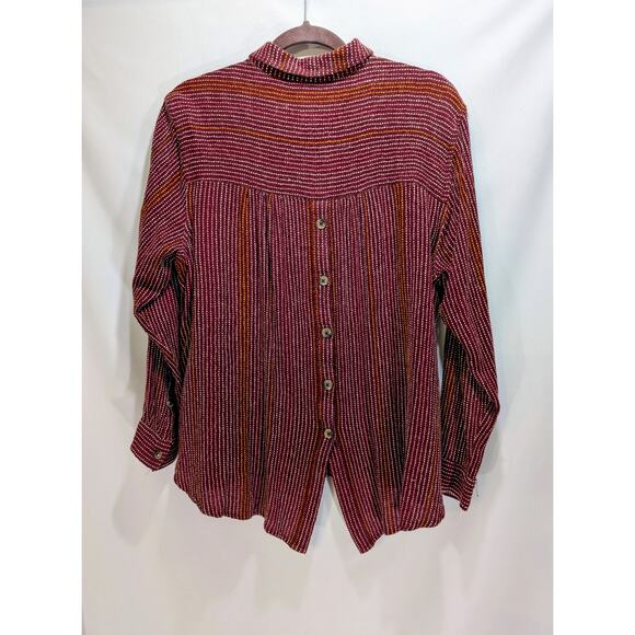 A+ by Anthropologie Maroon Striped Wool Blend Button-Back Top Size 1X - Picture 7 of 7